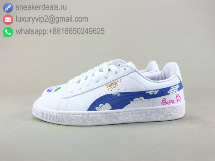 Puma Basket x Peppa Pig Unisex Shoes Low White Blue Size 36-44